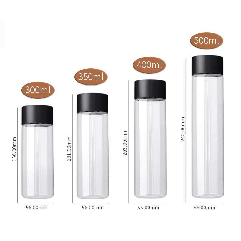 Internet Celebrity Beverage Bottle Disposable Wide Mouth Plastic Bottle Fruit Juice Beverage Slender High Bottle Milk Tea Bottle Packing Bottle