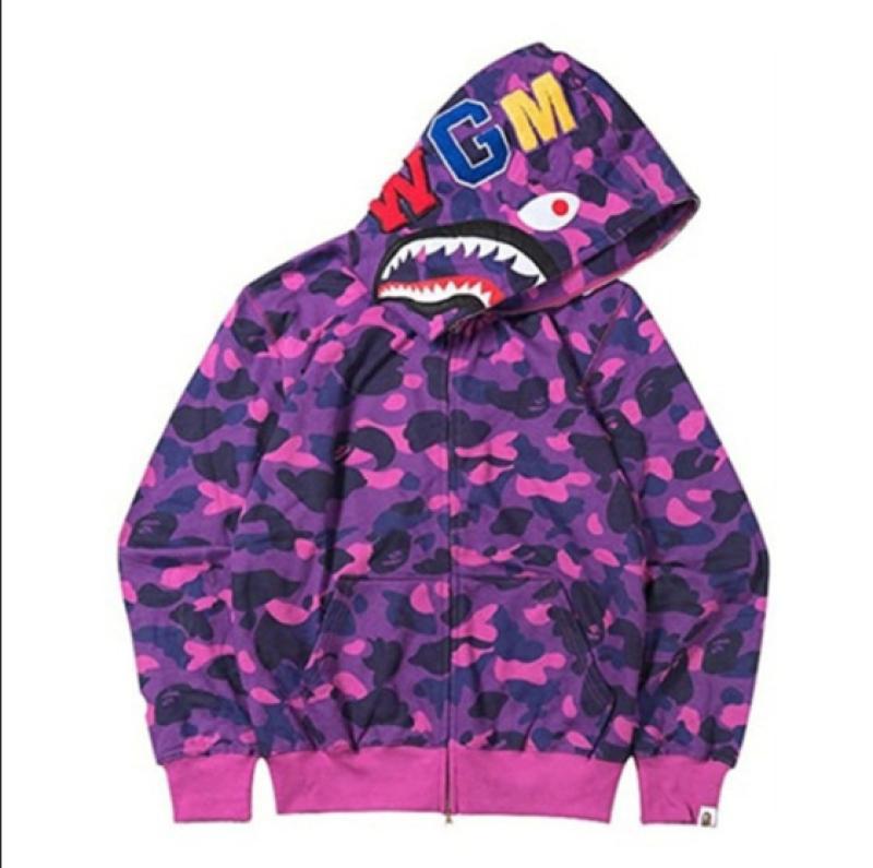 Hot Selling bape shark head ape head sweater 3D sweater zipper hoodie zipper to top color complete