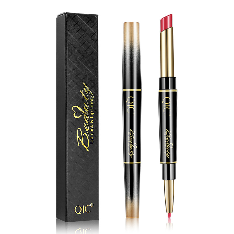 QIC Double Head Lipstick Lip Liner Matte Fog Surface Waterproof Not Easy to Fell