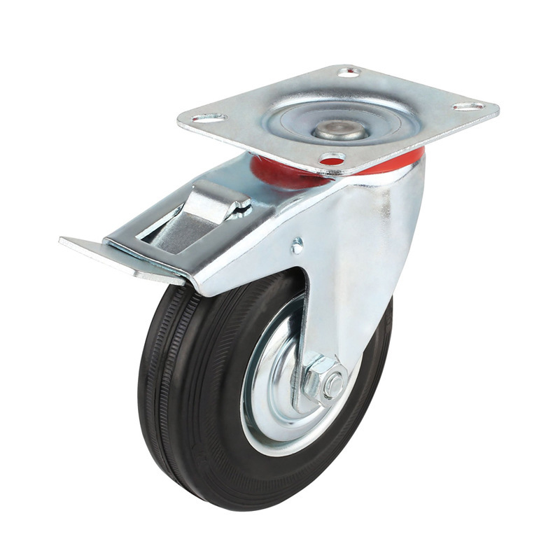 3-inch 4-inch 5-inch 6-inch black industrial rubber caster trolley shopping cart garbage truck mute universal wheel caster