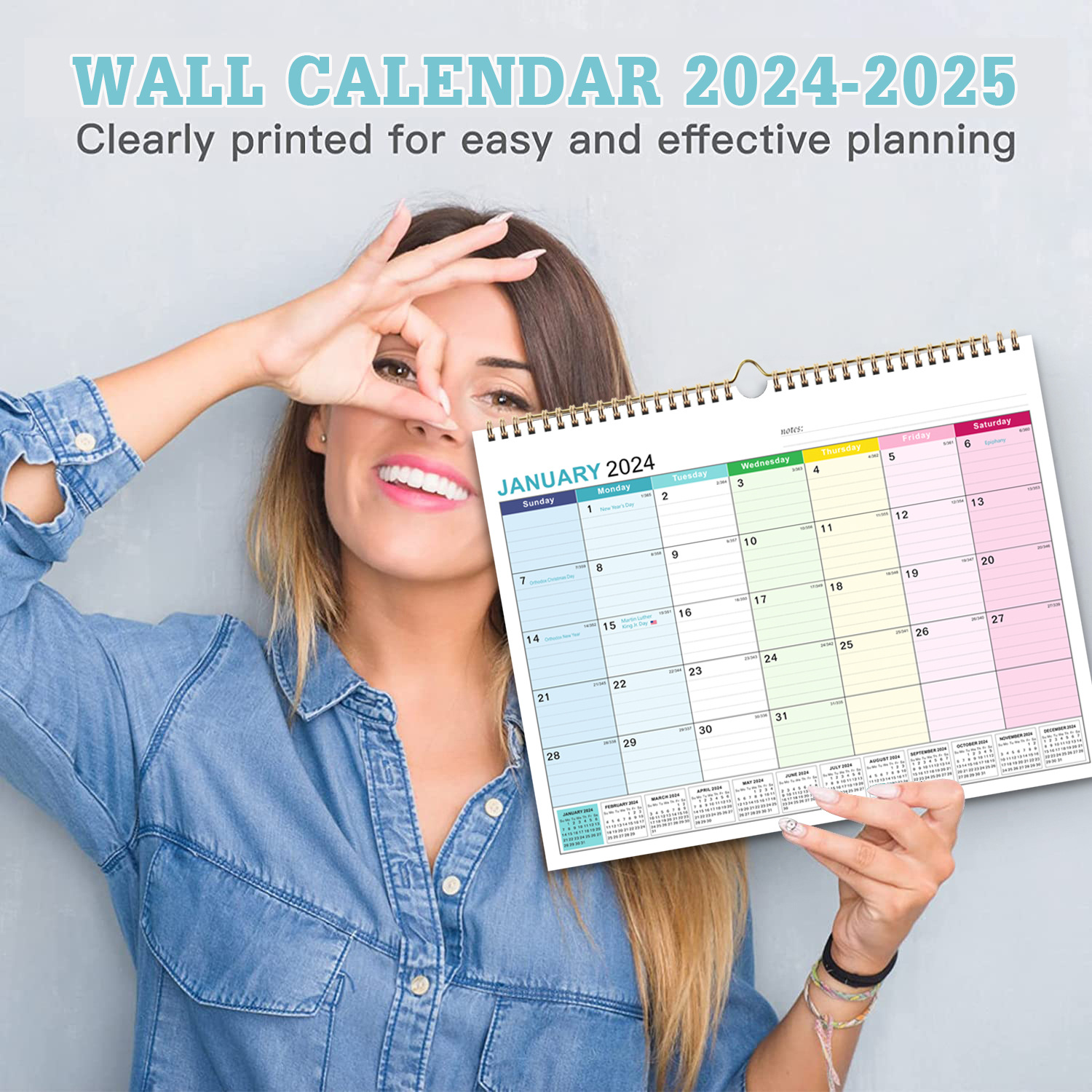 Supply 2024-2025 English wall calendar cross-border Amazon simple wall-mounted wall calendar English calendar
