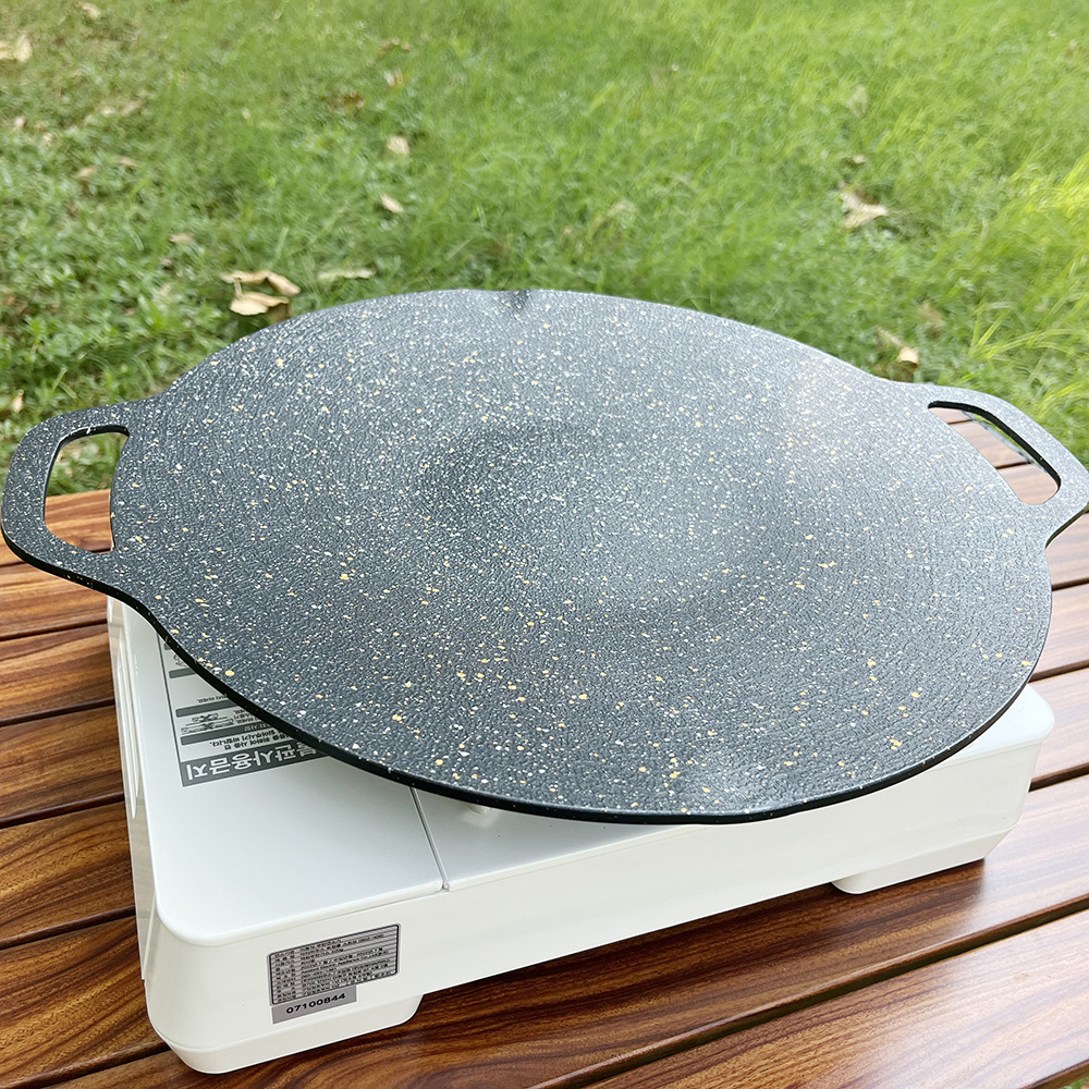 Outdoor Camping Cartridge Oven Teppanyaki Household Korean Style Barbecue Plate Barbecue Commercial Maifan Stone Non-stick Round Grilling