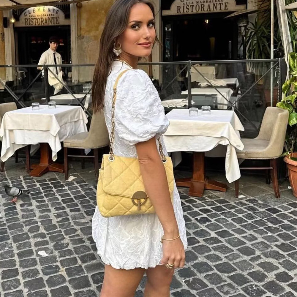 European and American Summer New Women's Clothing All-match White V-neck Embroidery Tight Waist Puffy Sleeve Mini dress