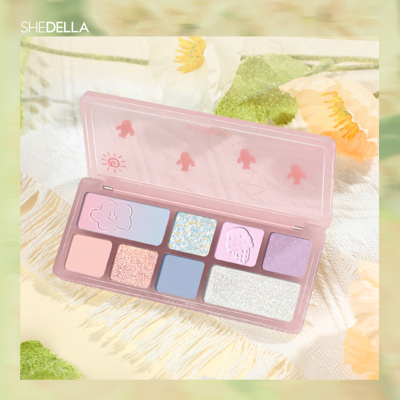 Sitiya brand beauty genuine cartoon resin eight color eye shadow plate girl student makeup eye shadow Yiwu wholesale