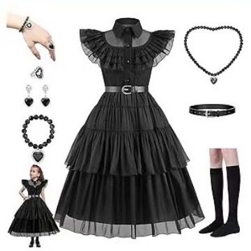 Adams Family cos Sauce Skirt Wednesday Adams Black Sauce Skirt Adams Family cosplay