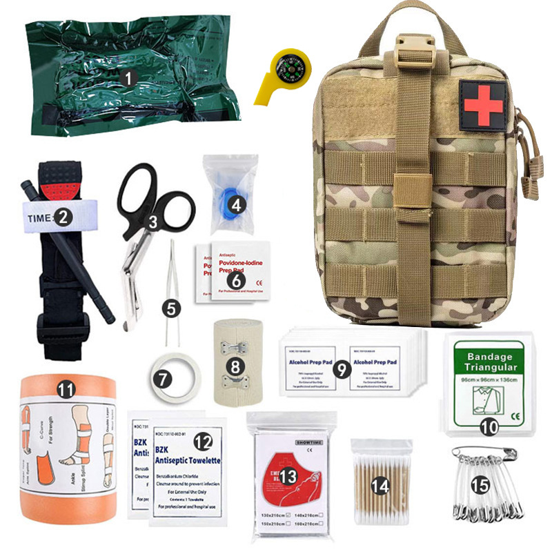 Outdoor camping equipment survival tool set field survival emergency kit multi-functional tactical camping first aid supplies