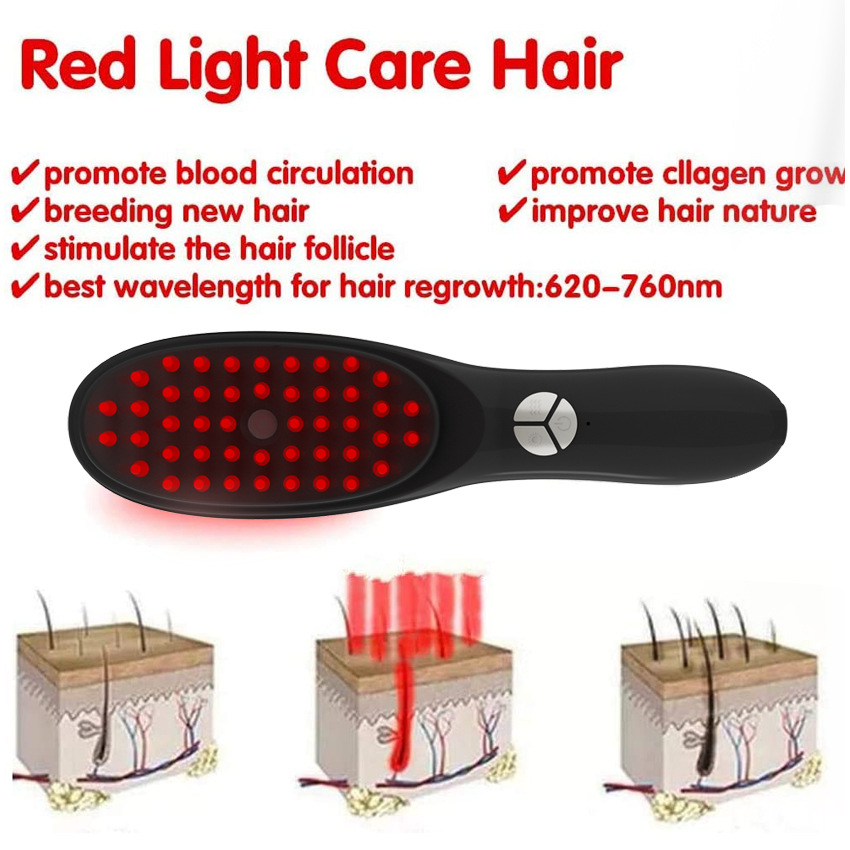 Cross-border multifunctional electric massage comb spray comb hair meridian massage instrument red and blue light anti-hair comb wholesale