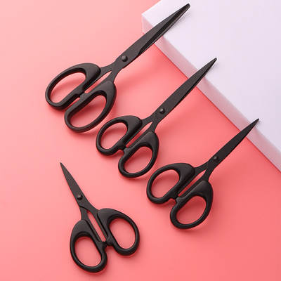 Stainless steel office scissors Teflon anti-rust and anti-sticking scissors Glue paper scissors cloth window grilles handmade transparent scissors blackened