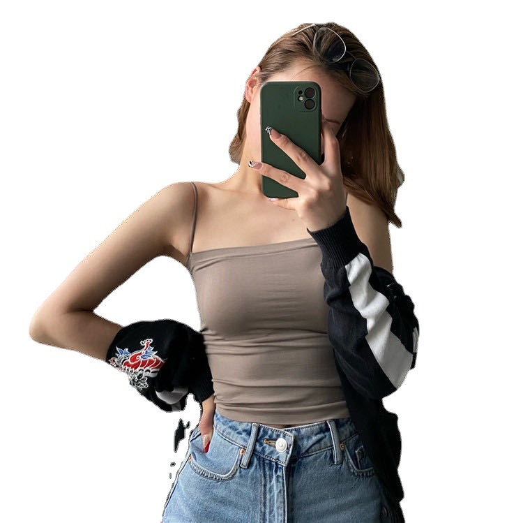 Underwear with Chest Pad Sling Women's One-piece Fixed Cup Wrap Chest Beauty Back Sling Vest for Outer Wearing Inner Top