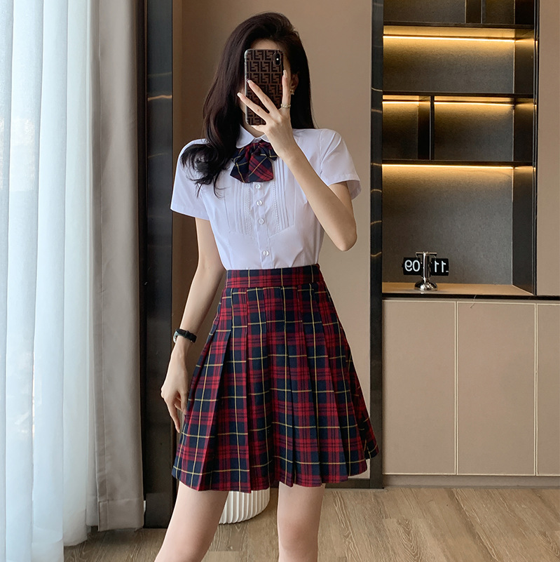 Short-sleeved Shirt Women's College Style jk Uniform Summer Kindergarten Teachers Garden Clothes Work Shirt Pleated Skirt Professional Suit