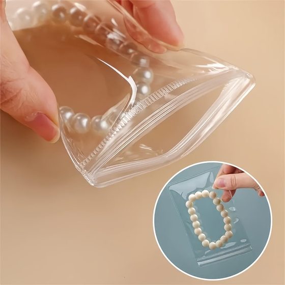Transparent Thickened PVC Self-sealing Bag for Jewelry Storage Bag Jewelry Bracelet Necklace Sealed Bag