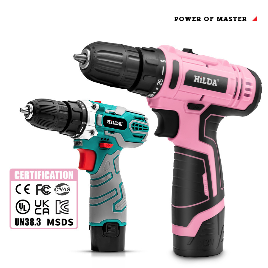 Rechargeable pink hand drill impact drill household suit lithium multi-function electric screwdriver repair tool