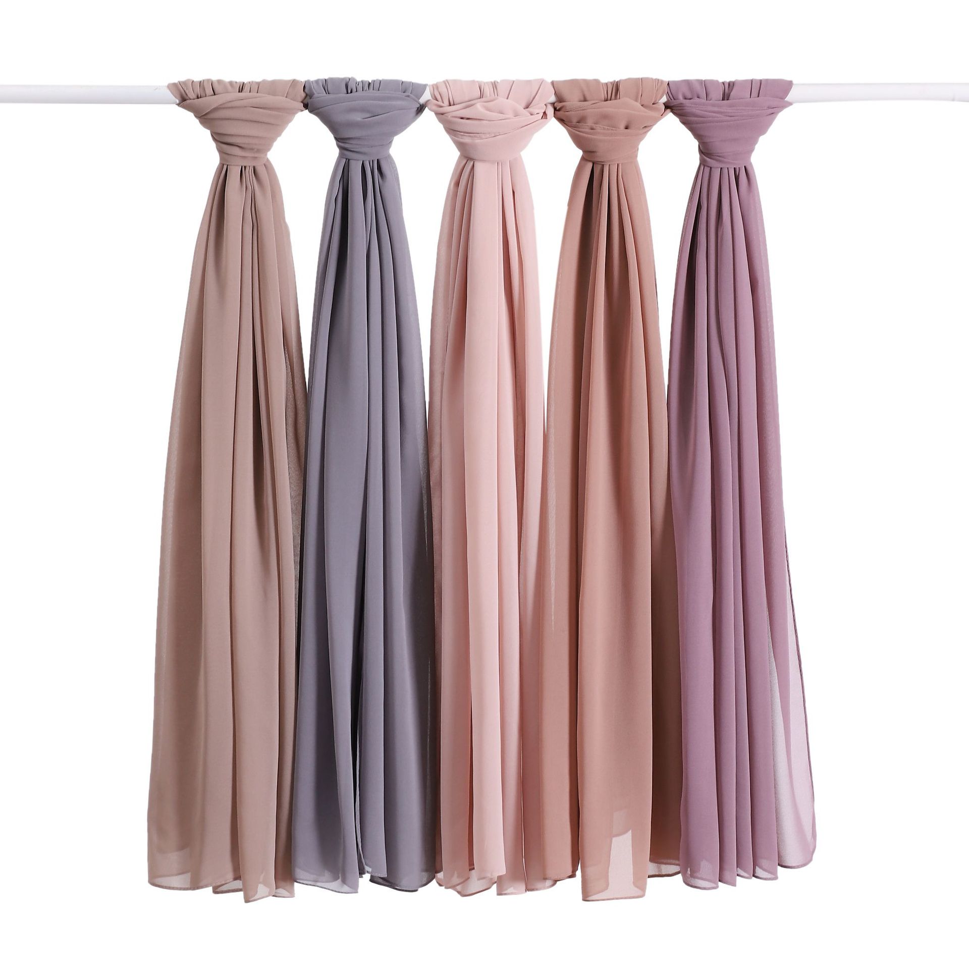 Lightweight Versatile Solid Color Pearl Chiffon Long Scarf Monochrome Chiffon Beads Scarf Turban Shawl Scarf 96 Color