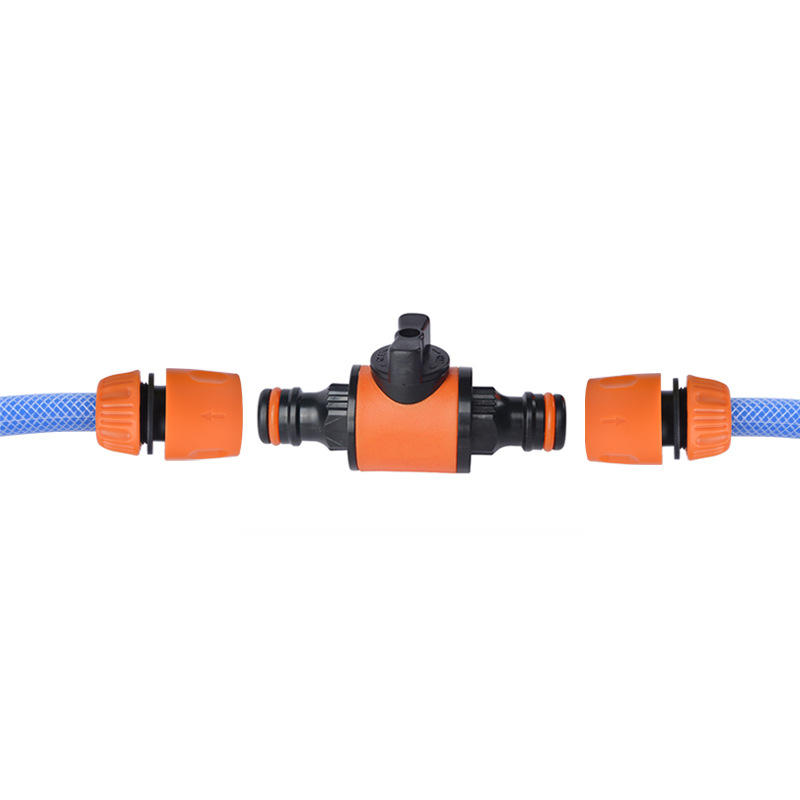 Factory supply garden joint water pipe quick connection fittings double nipple with switch valve extension quick connection