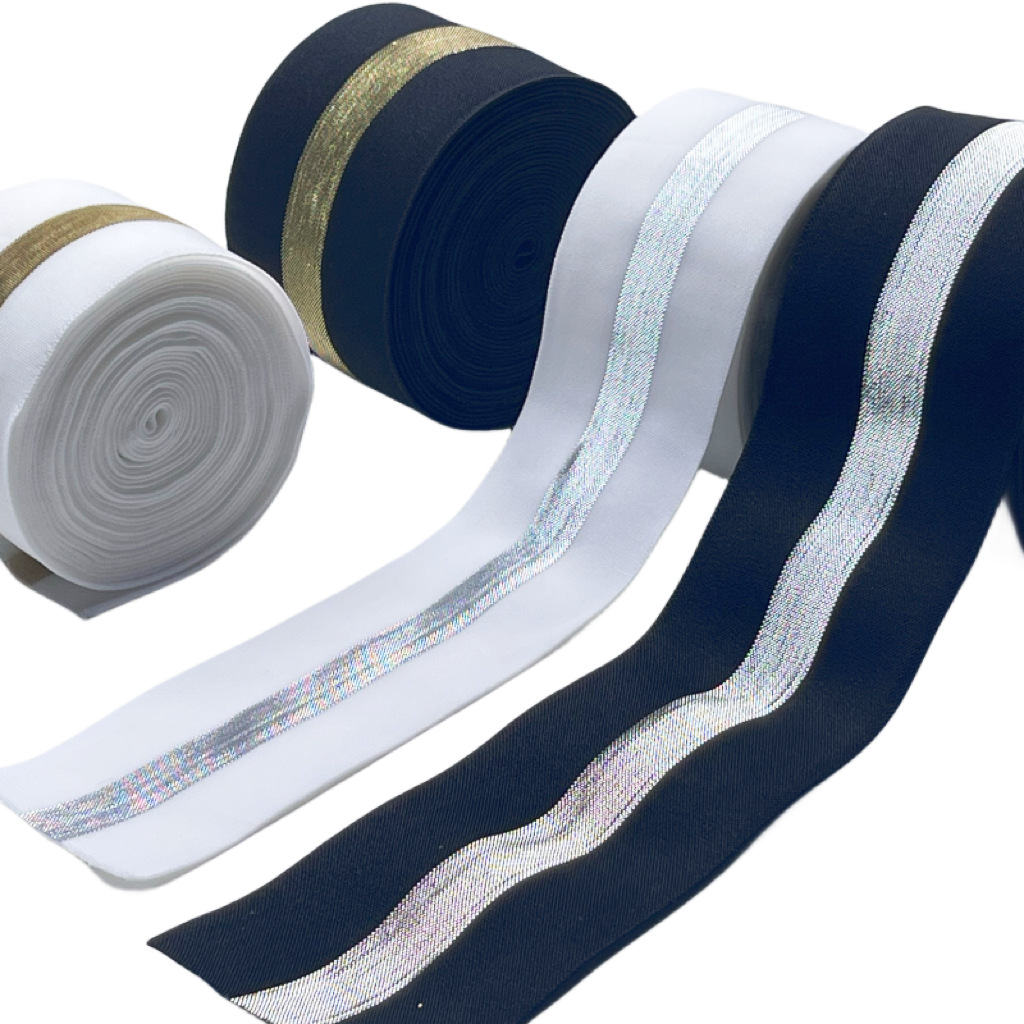 Gold and silver silk color elastic band fashion women's nylon elastic band pants skirt waist rubber rubber band