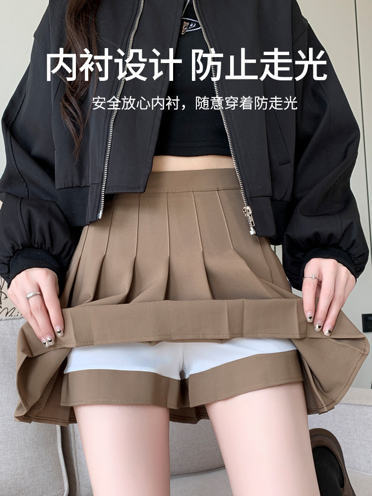 Gray pleated skirt for women Spring Autumn Winter 2024 New High waist slimming preppy style A- line jk skirt skirt