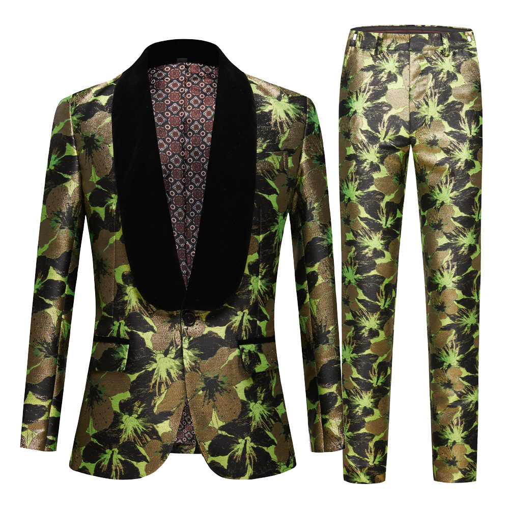European and American jacquard suit set shawl collar host evening dress