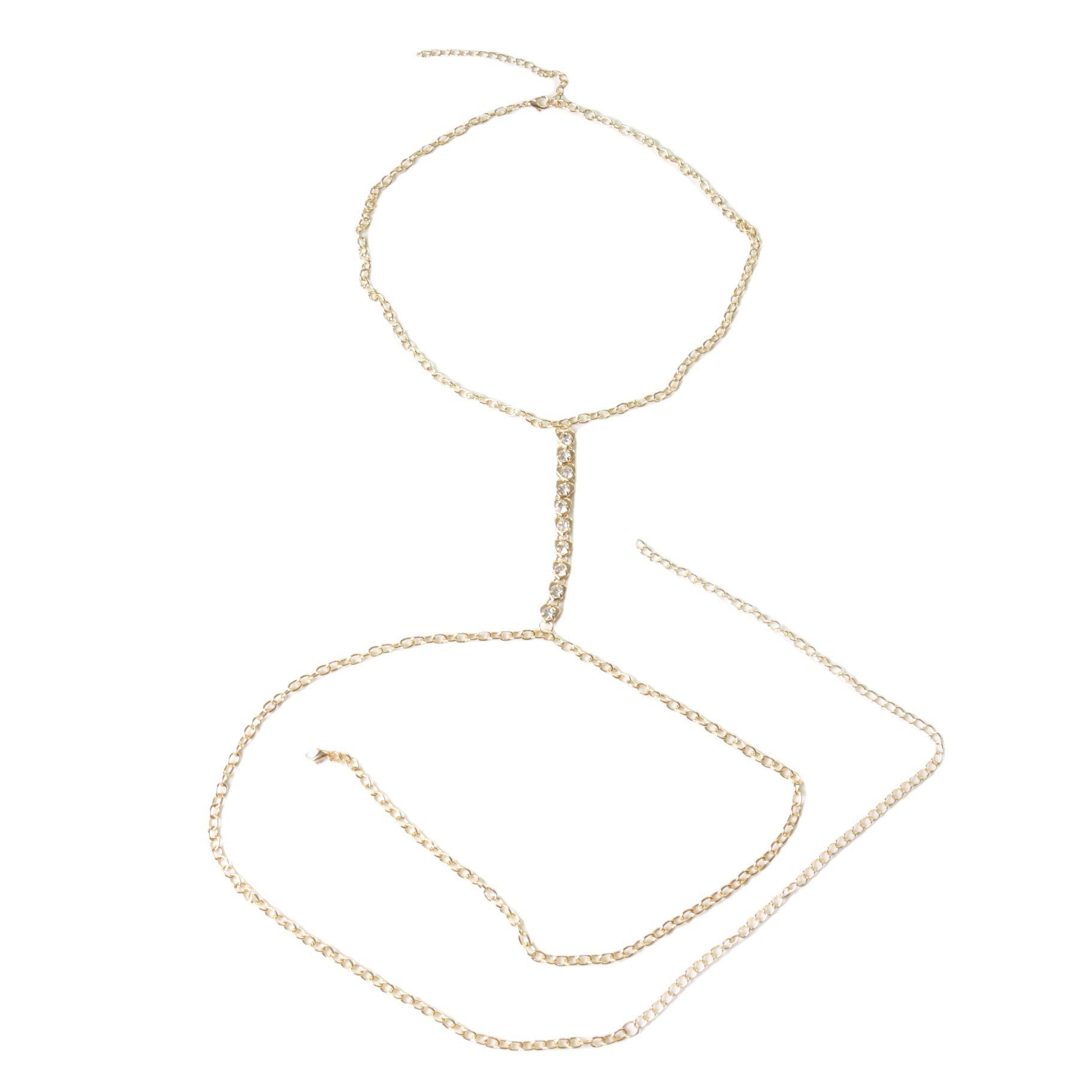 Europe and the United States cross-border new heart-shaped love string chest rhinestone sexy chest chain fashion beach bikini body chain women