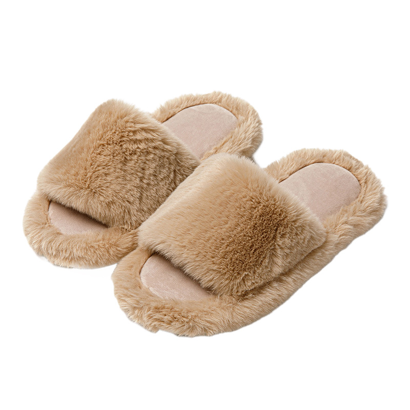 Cross-border ins Amazon autumn and winter cotton slippers women's home indoor plush slippers solid color fluffy slippers women Wholesale
