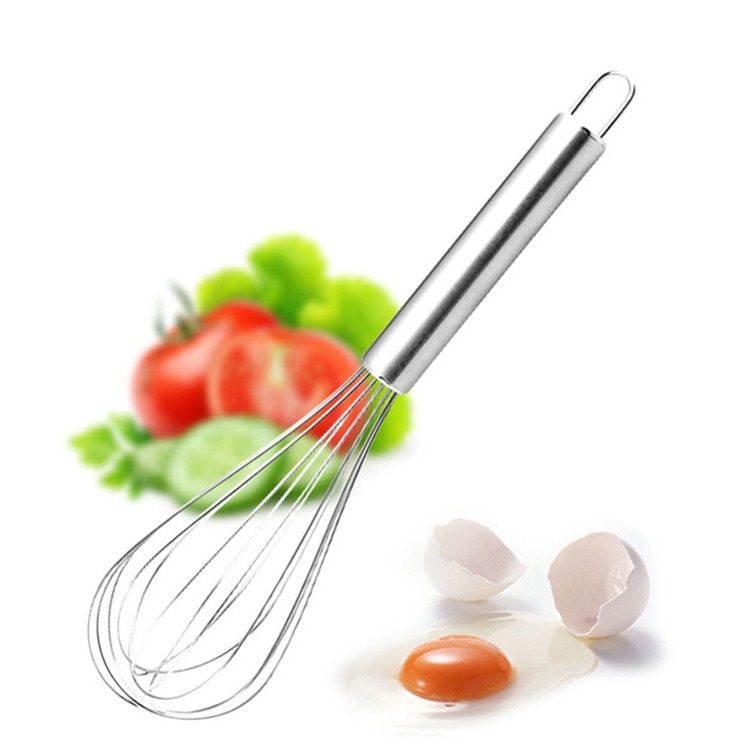Hand held egg beater egg mixer stainless steel wire cream beater baking tool round handle cross border