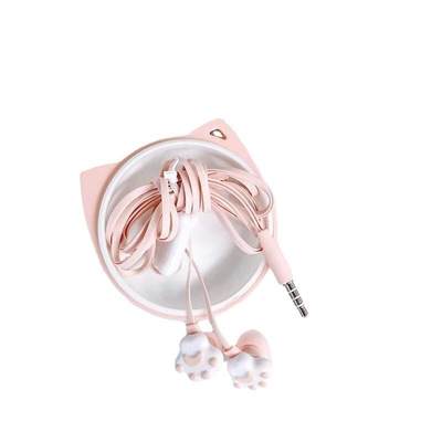 Cartoon Korean-style mini girls' universal mobile phone headset with microphone cat claw earphone in-ear call gift