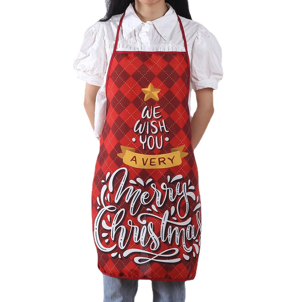 Cross-border new Christmas decorations fabric printed elderly Christmas aprons restaurant bar party atmosphere decorations