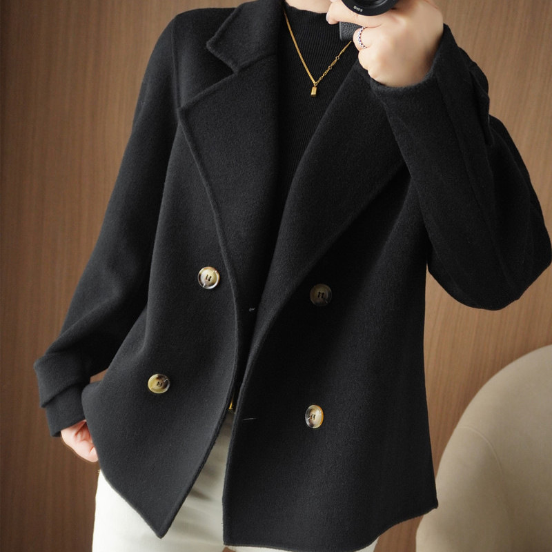 Autumn and Winter loose woolen cardigan coat short suit collar woolen coat elegant fashion trendy plus size women's clothing