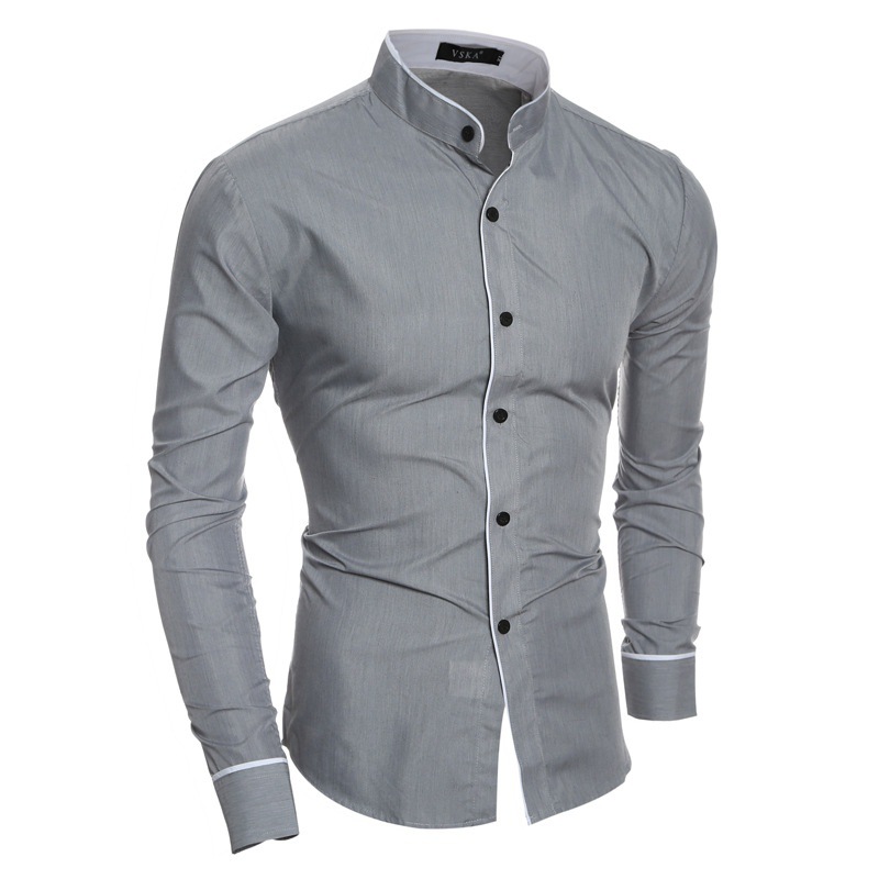 Casual Youth Spring and Autumn Outdoor Solid Color Casual Long Sleeve Simple Korean Style Slim-fit Suit Base Shirt Tight Shirt