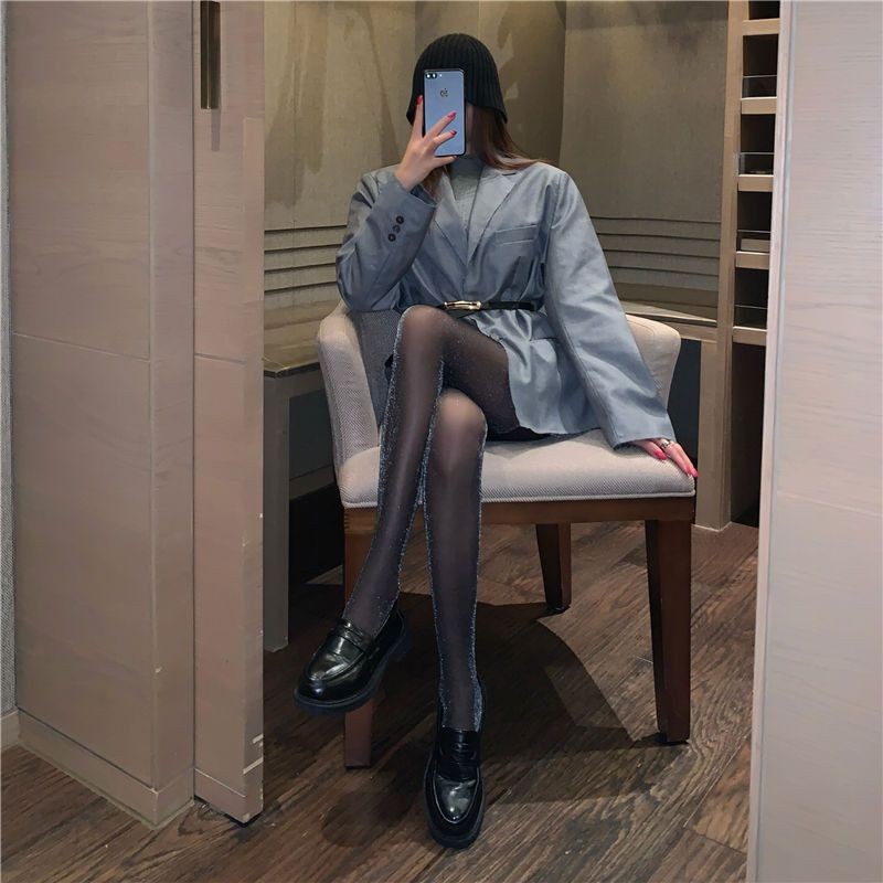 Schlankheitsstrümpfe aus Seide in Silberzwiebelfarbe, Strumpfhose aus silberner Seide, sexy Strümpfe aus heller Seide mit dünner Basis, schwarze Seidenstrümpfe für Damen_voghion.com