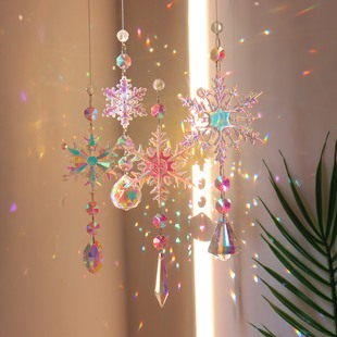 Original Christmas hot sale AB color snowflake crystal Sun Catcher icicle pendant window Christmas tree decoration