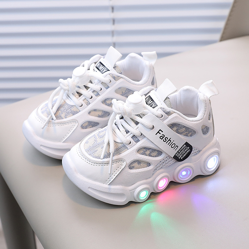 Spring and autumn new LED light shoes children's shoes webbing cloth breathable children 1-6 years old light-emitting shoes casual sports shoes tide