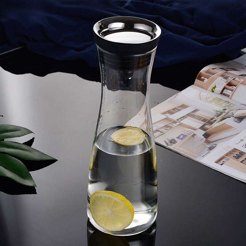 High Borosilicate Transparent Glass Cold Water Bottle Juice Pot Household Large Capacity Nordic Style Cold Water Juice Drink Cold Water Bottle with Lid