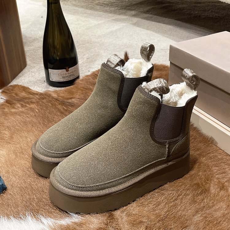 Thick-soled Microfiber Leather Snow Boots Women's 2022 New Explosions Cotton Shoes Fleece-lined Thickened Women's Cold-proof Warm Snow Boots