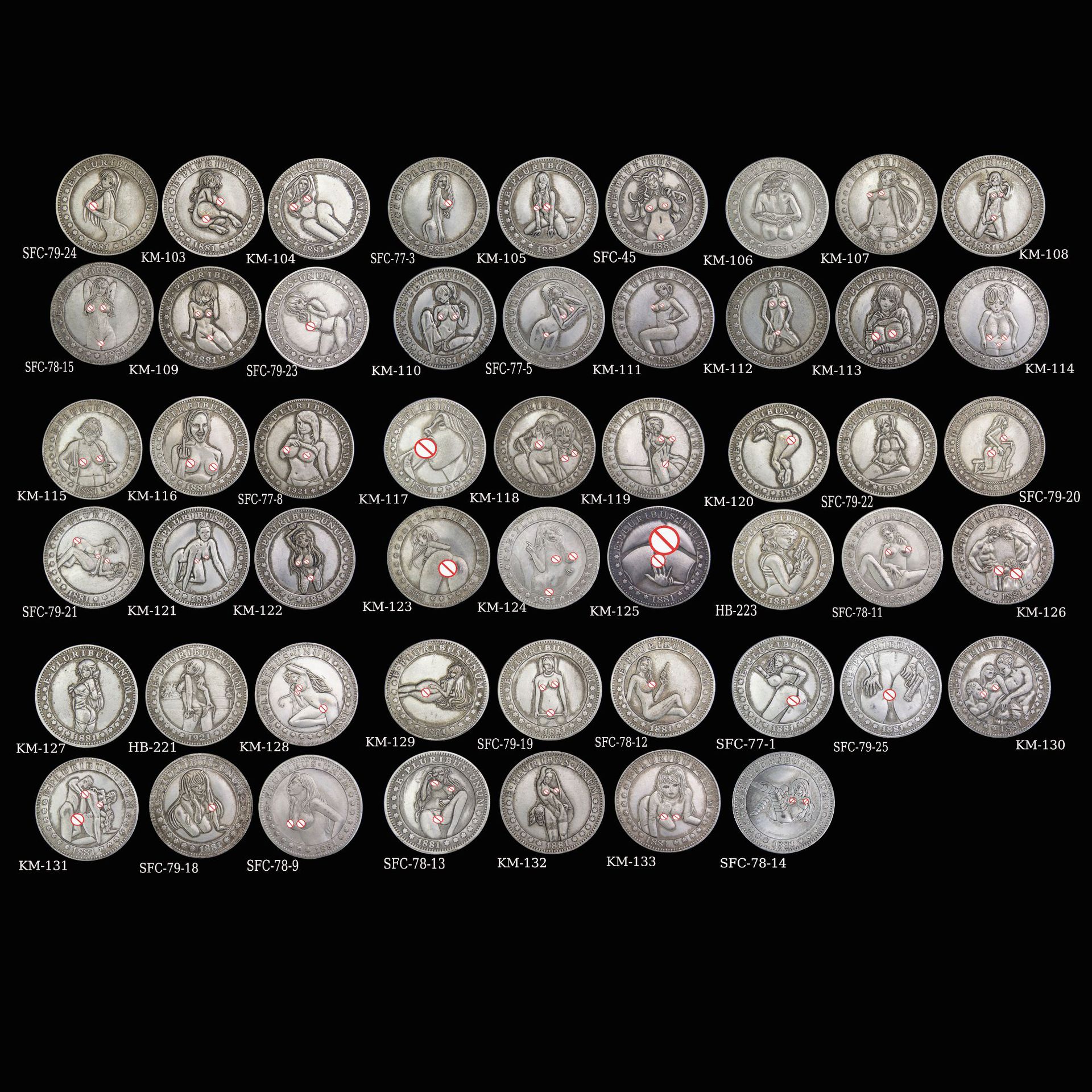 53 kinds of full set of sexy tramp sexy coins can blow skull commemorative coins 