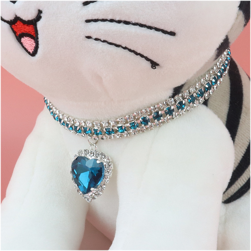 Cross-Border pet collar jewelry wholesale pet cat dog collar Thanksgiving love pendant three rows of diamond necklace collar