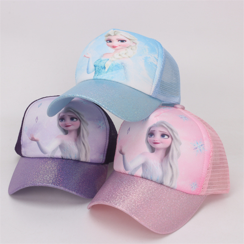 ins cartoon baby girl hat ice and snow baseball cap summer sun hat mesh hat 2-6 years old children breathable peaked cap