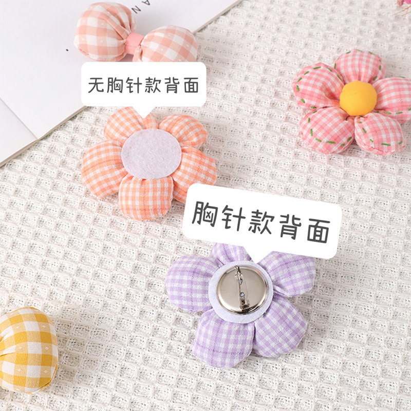 White lattice flower head jewelry accessories diy fabric cute wave bow brooch bag pin accessories wholesale