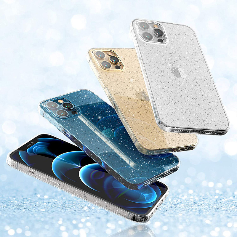 適用iphone12手機殼閃粉蘋果14promax保護套11/7/15Pro/xr/xs跨境