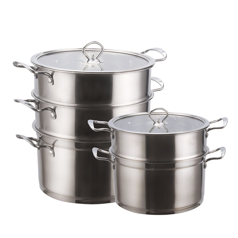 Stainless Steel Double Ear Soup Pot Household Straight Angle Pot One Pot Non-magnetic Double Bottom Induction Cooker Small Milk Pot Gift Hot Pot