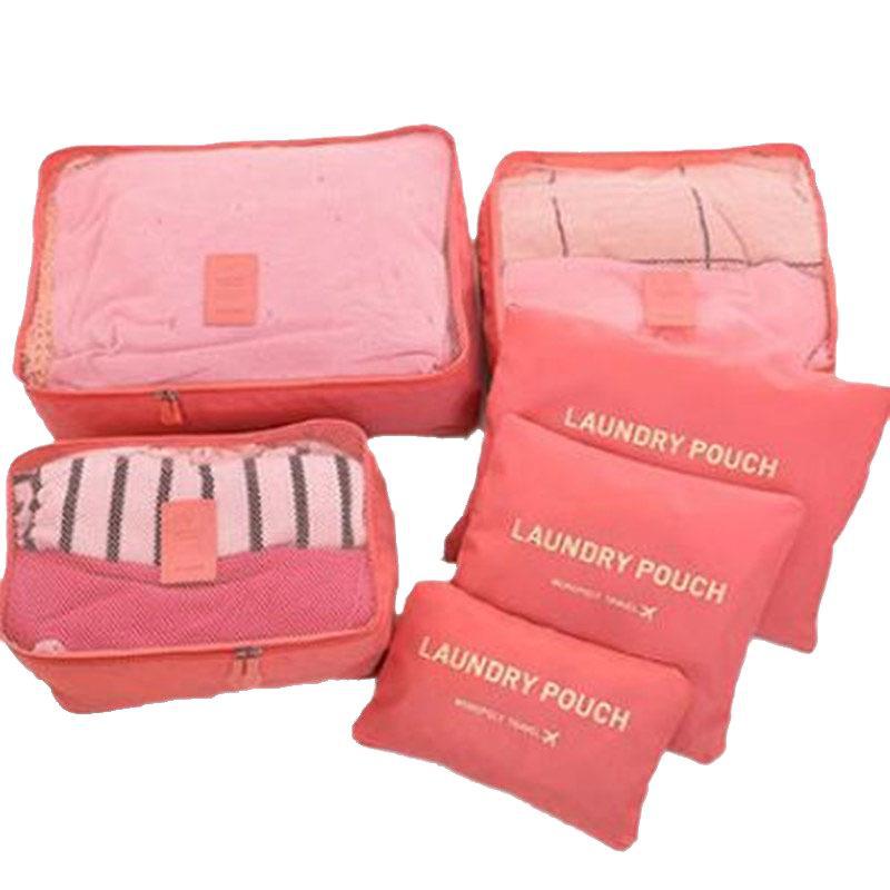 Travel six-piece storage bag travel wash storage bag clothes classification organizing bag large 6-piece set printed logo