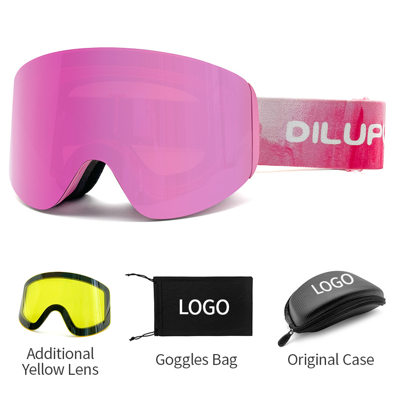 Ski goggles Magnetic suction double-layer anti-fog snow goggles cylindrical adult outdoor sports ski goggles cross-border