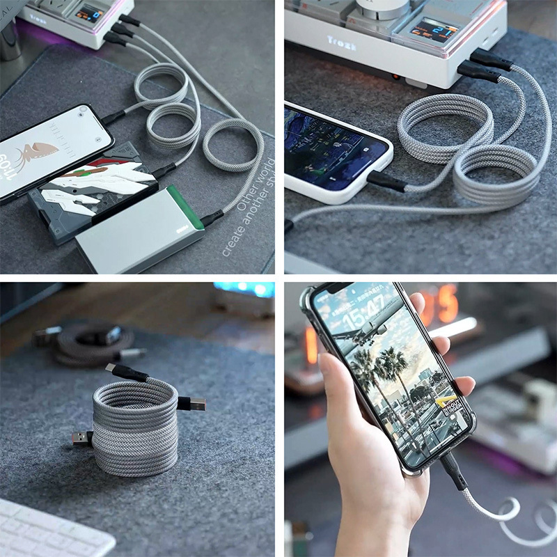 The new 100W automatic storage data cable magnetic suction charging cable is suitable for Apple PD fast charging type-c Huawei fast charging