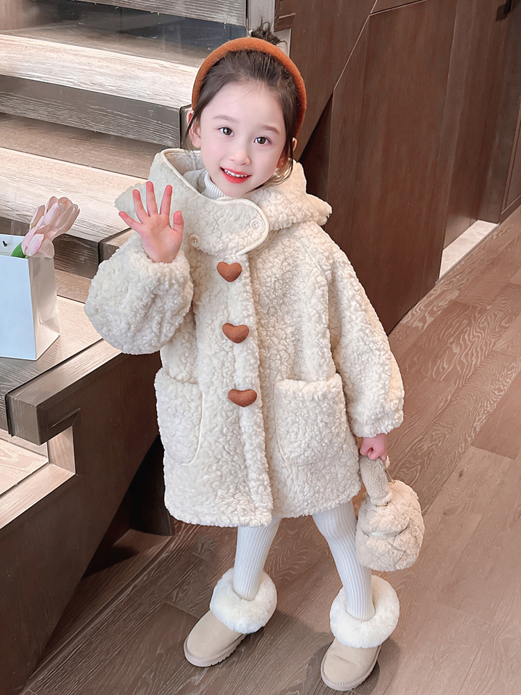 Women's Sheep Wool Coat  New Children's Top Stylish Wool Overcoat Thick Winter Wool Sweater
