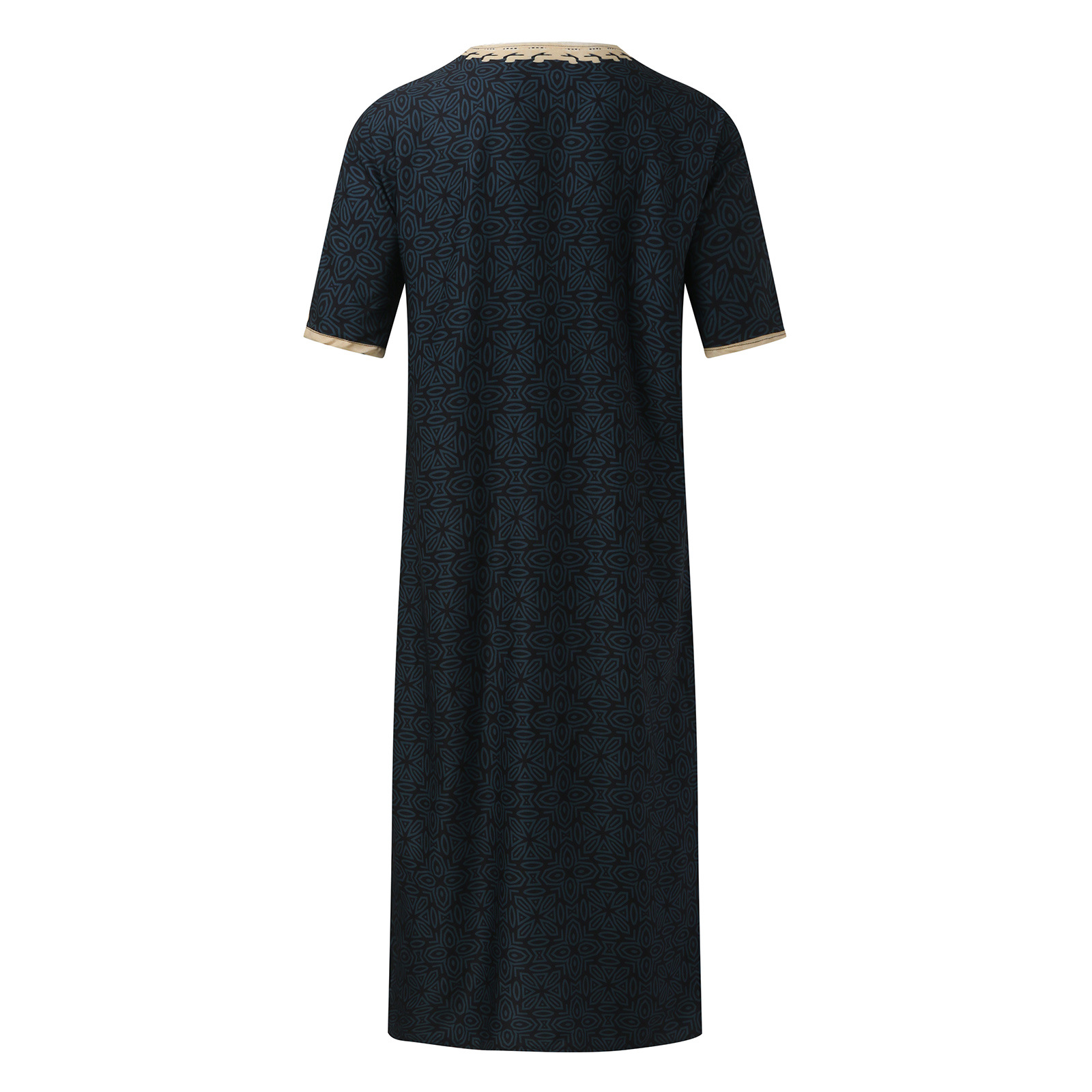 2023 AliExpress New Mid-Sleeve Jumpsuit Arab Ethnic Loose Foreign Trade V-Neck Printed Muslim Robe