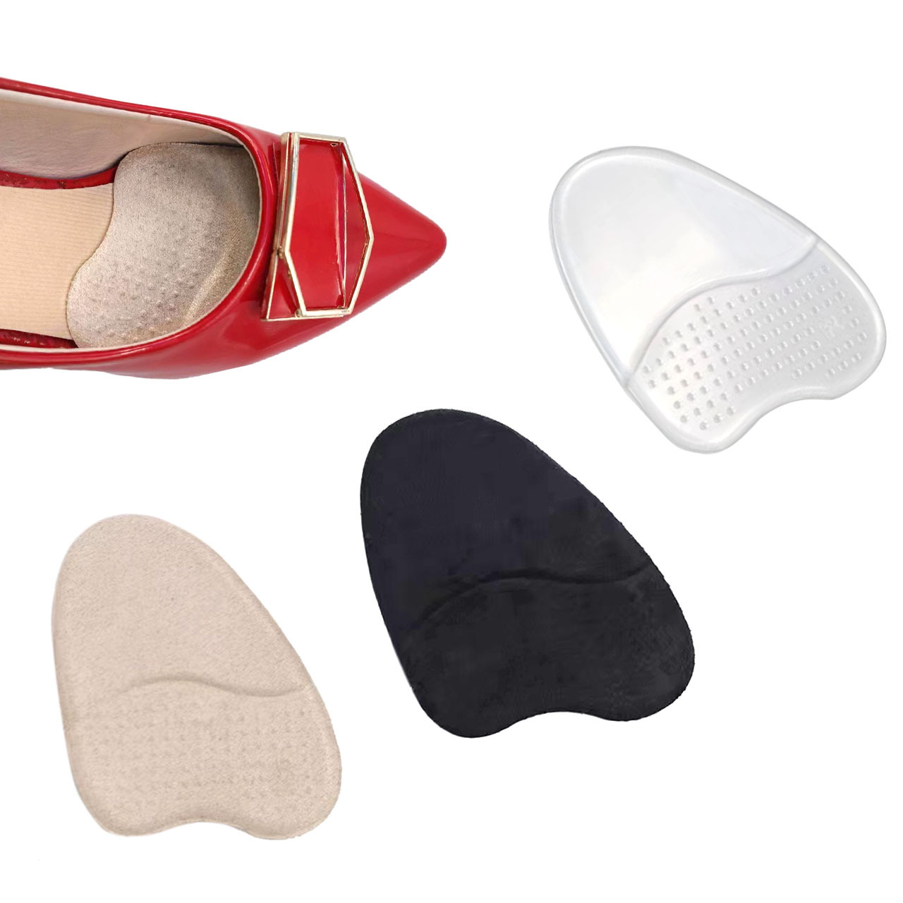 New toe front palm pad thickened shrink size high heel shoes non-slip shock absorption massage silicone front sole PU half pad insole