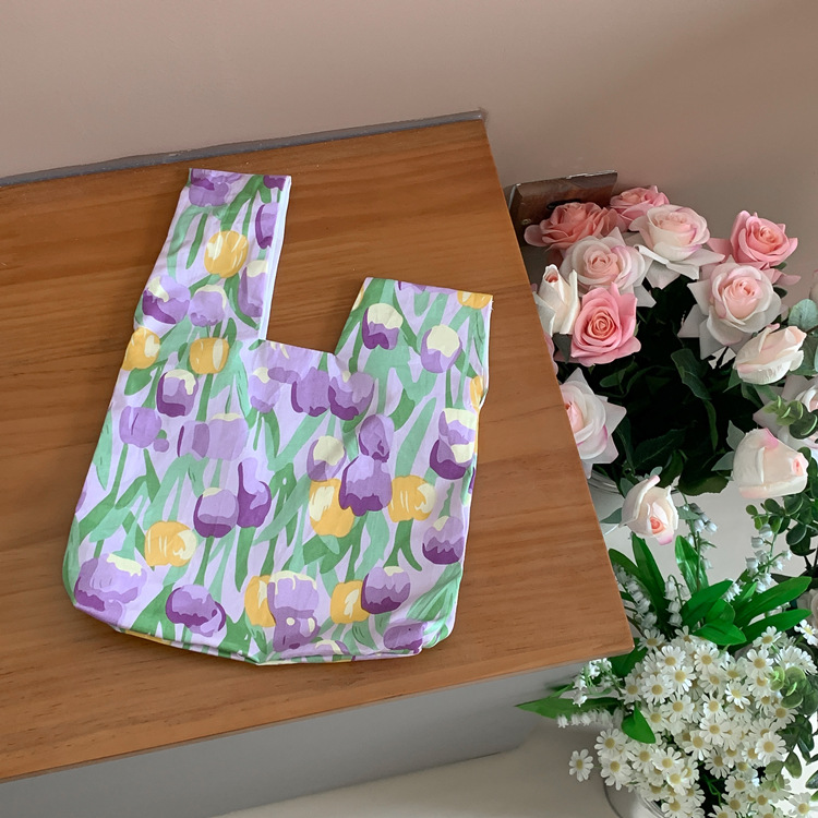 Wrist bag coin purse walking bag floral Tulip romantic fresh photo essential ins style