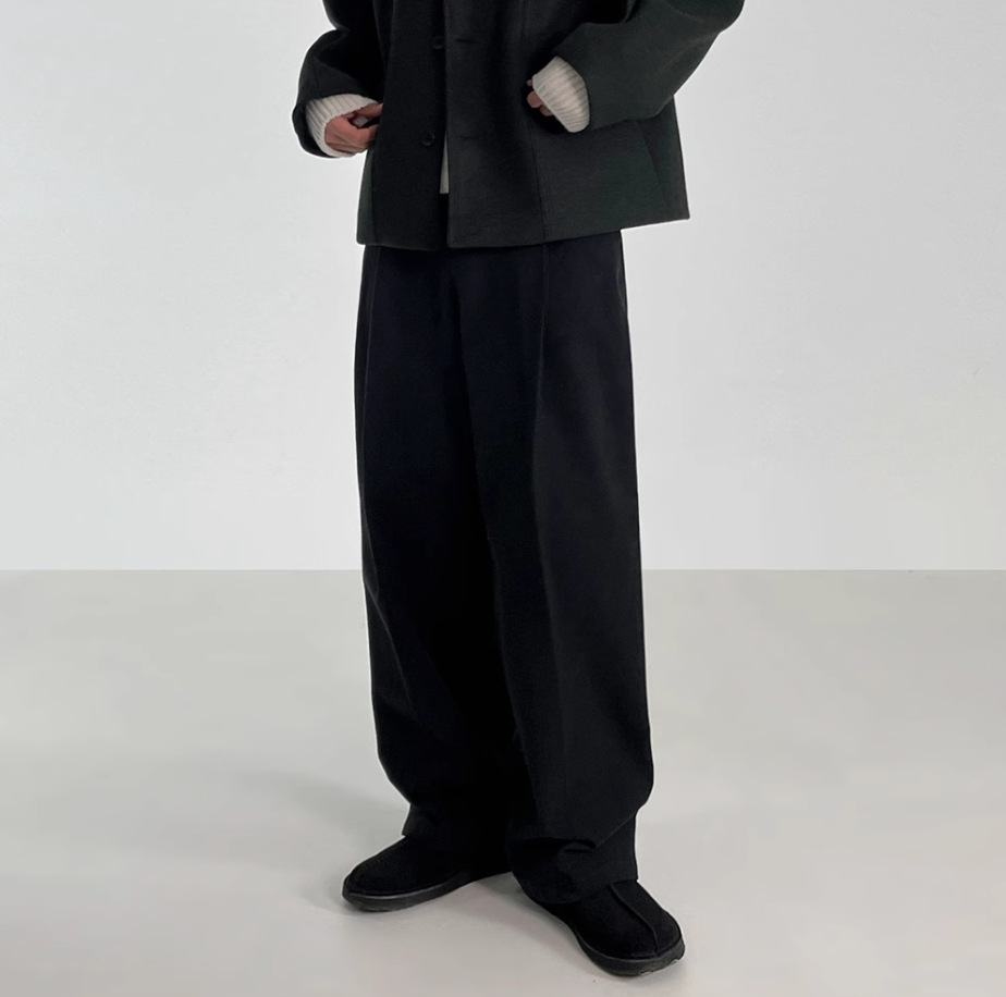 wide leg mopping slim suit pants men's Korean style loose straight thick casual pants cleanfit autumn and winter