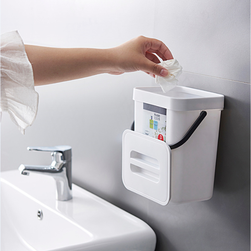 家庭用壁掛けゴミ箱キッチン寝室プラスチック蓋付きゴミ箱クロスボーダー|undefined