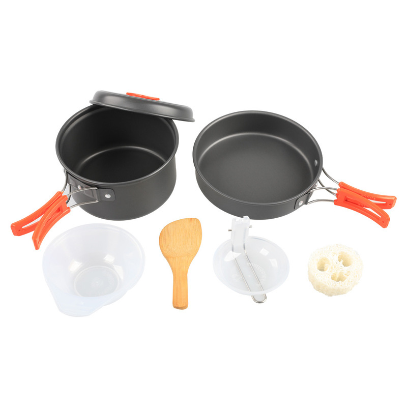 1-2 人屋外ピクニックポータブルコンビネーション Ds200 Cookset キャンプ調理器具フライパンポットセットキャンプキッチン用品|undefined