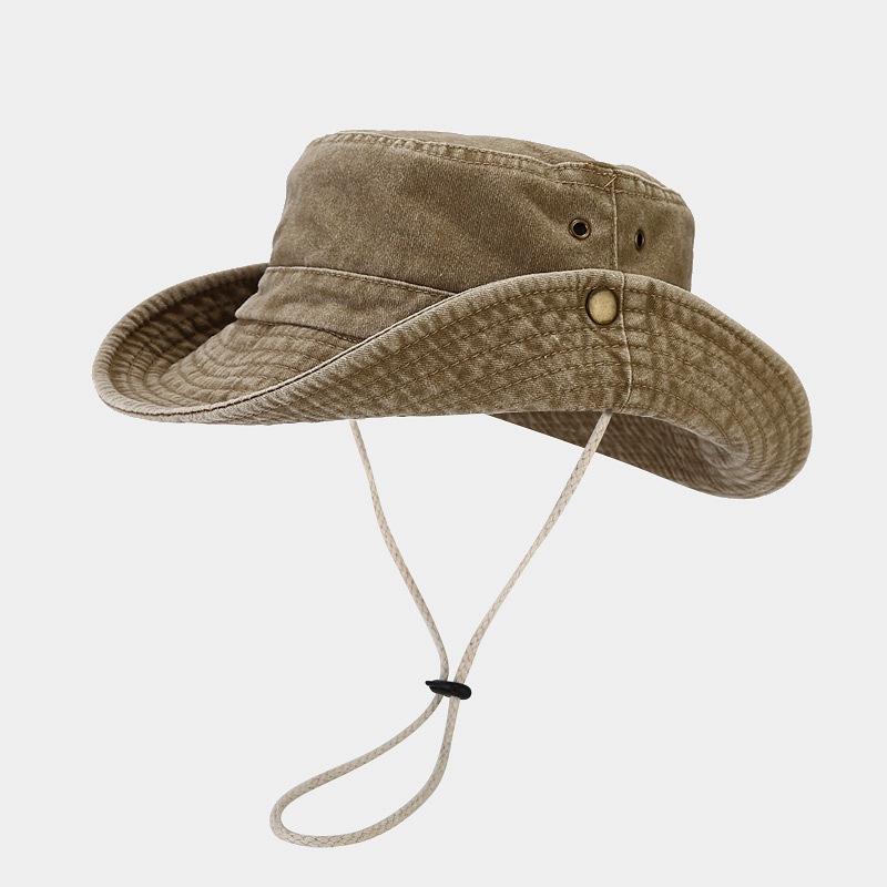 Spring and summer new stitching large eaves washed old fishing hiking hat men's outdoor travel sunscreen sun hat women